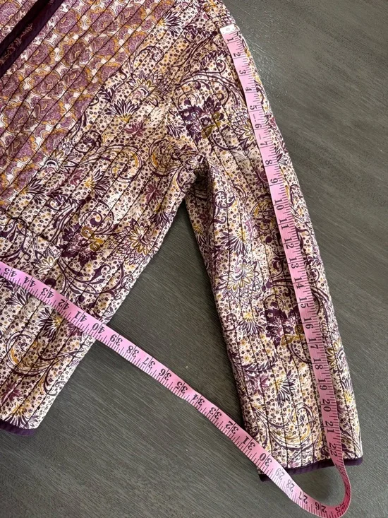 Quilted Reversible Jacket Purple Tan Gold Floral Paisley Quilt J Jill XL - Picture 12 of 12